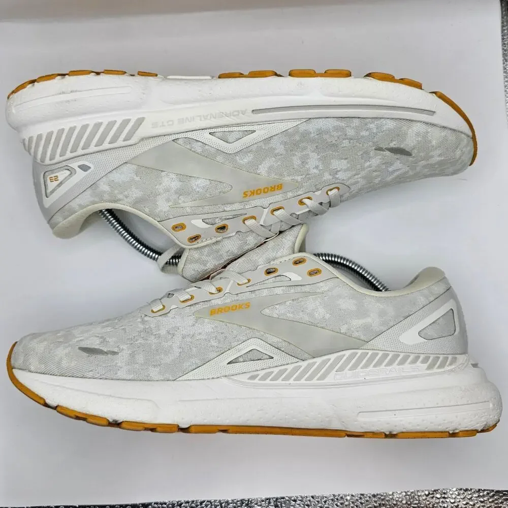 Brooks Adrenaline GTS 23 Blanc Grey Sunflower Womens 11 Medium B UK 9 Shoes